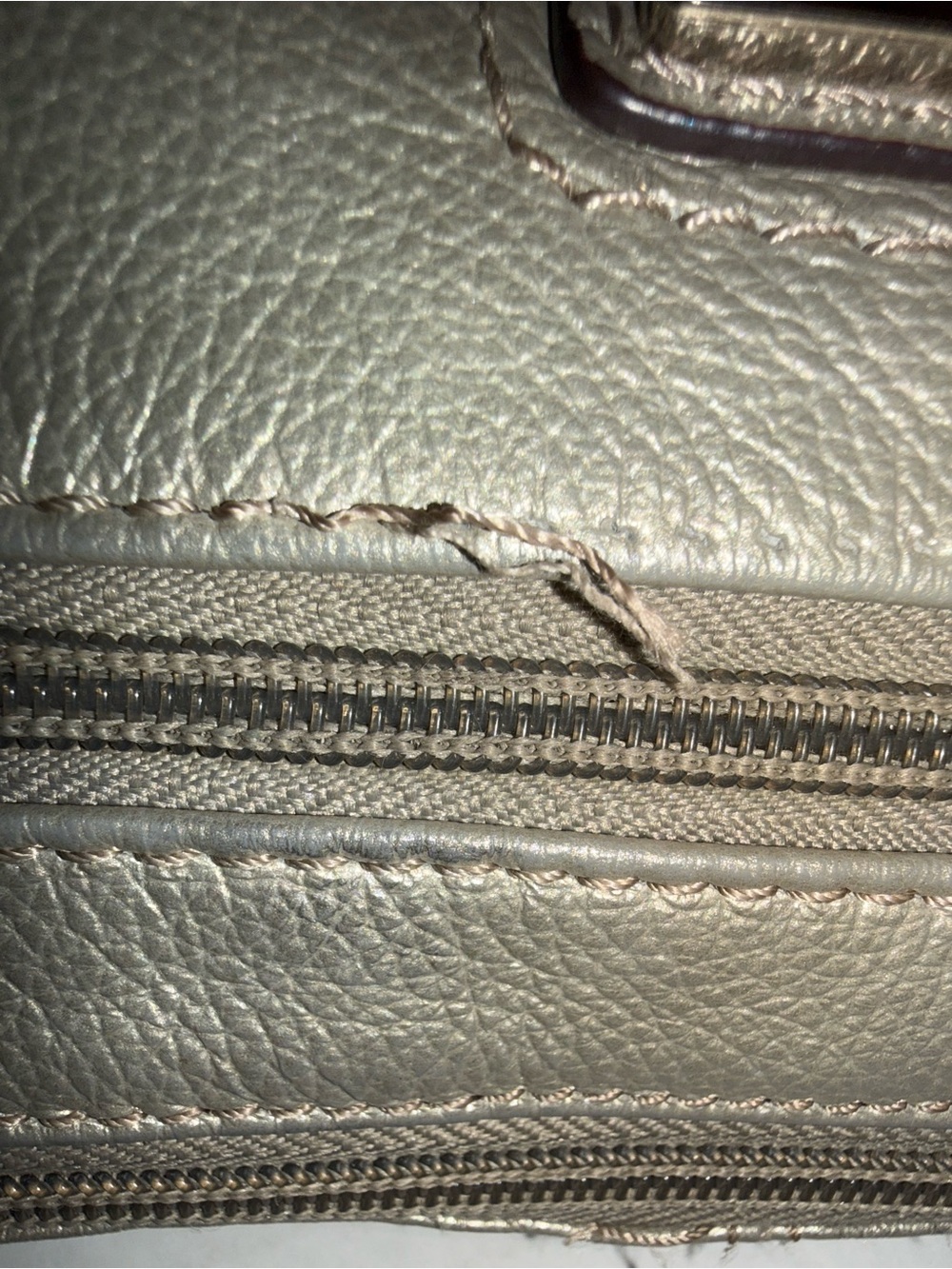 Tignanello Metallic Taupe Leather Crossbody Purse - Picture 9 of 9